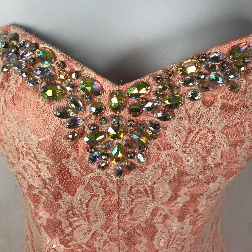 Strapless Rhinestone flower Dress - Picture 5 of 9